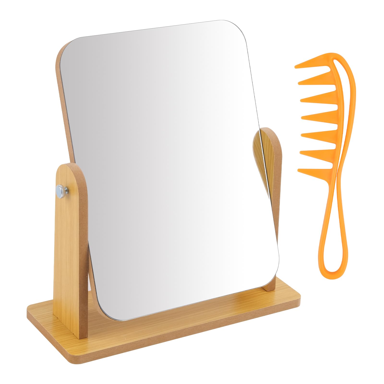 above zero Espejo de Maquillaje de Escritorio de Madera, 22 x 17 cm, Incluye 1 Peine, Espejo Giratorio de Maquillaje 360° para Hombres y Mujeres en Tocador, Baño y Dormitorio
