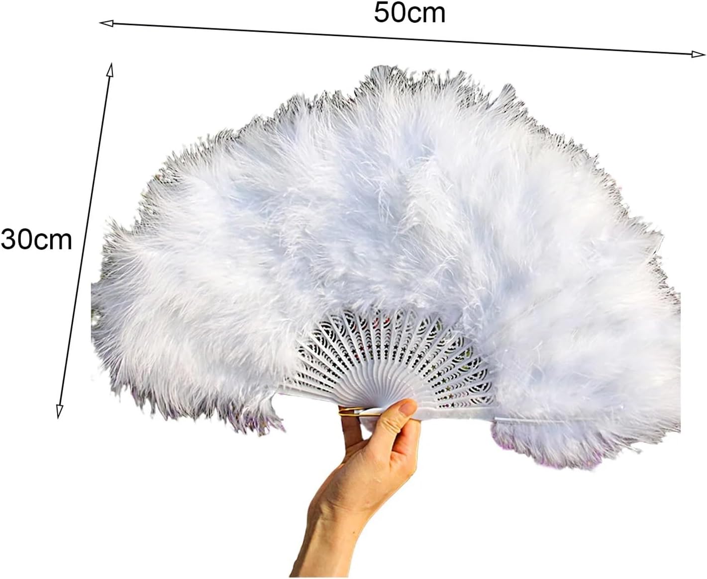 女の子用扇子 魅力的なレトロ折りたたみフェイクフェザーファン 明るい色 ダンス用手扇子(Blue1)