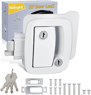 Nilight RV Door Lock Replacement with Paddle Deadbolt 100% Zinc Alloy Entry Locks Handle Latch 4 Keys Heavy Duty Enclosed Camping Locking Kit Fits RVs Campers Travel Trailers Horse Cargo Haulers