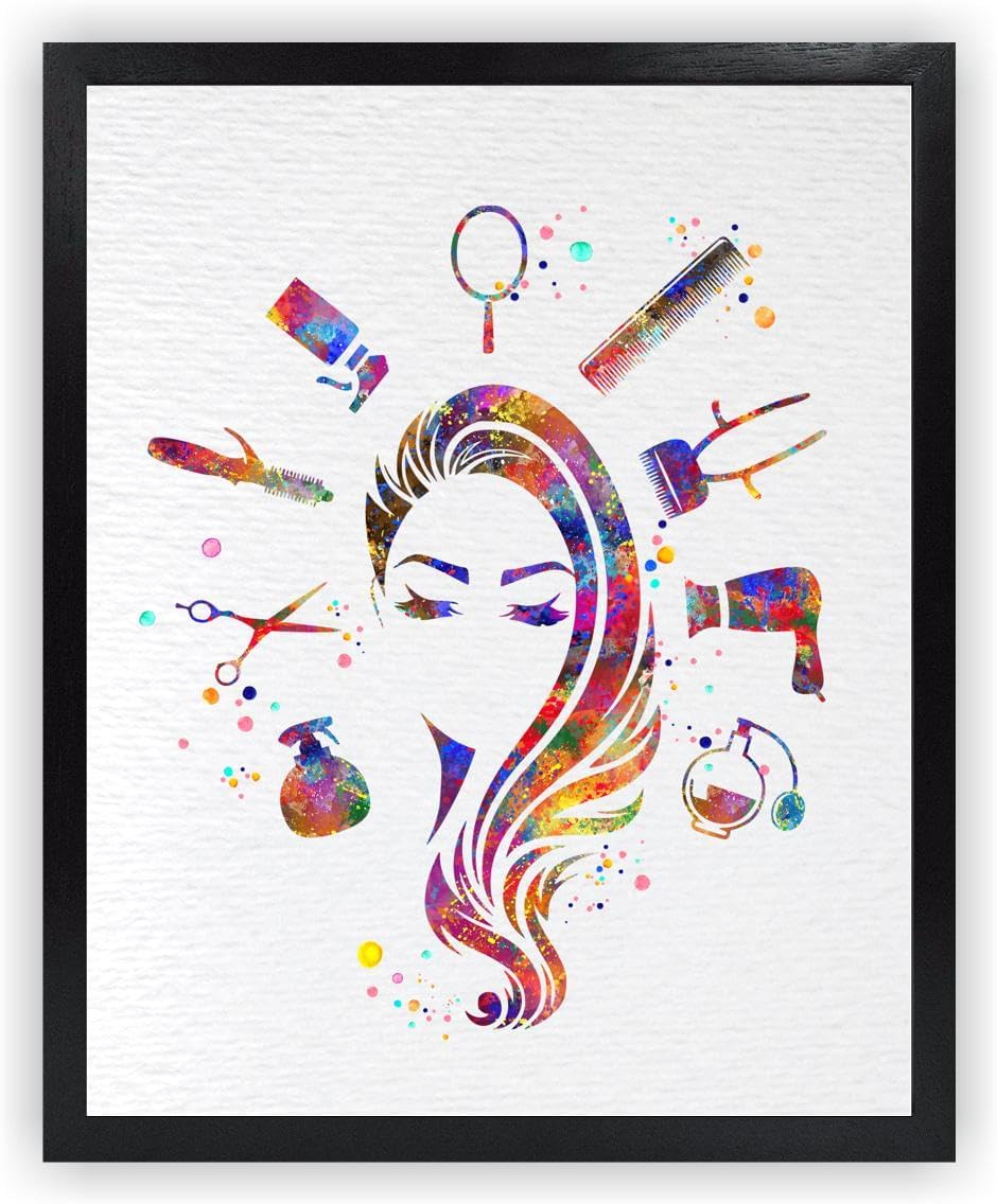 Dignovel Studios 13X19 Unframed Hair Stylist Beauty Salon Spa Decor Hair Dresser Girl Room Watercolor Art Print Poster Wall Nursery Kids Office Home Decor DN613