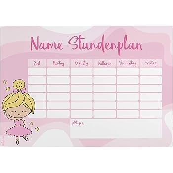 Striefchen Magnetischer Stundenplan Für Mädchen - Personalisiert Mit Namen