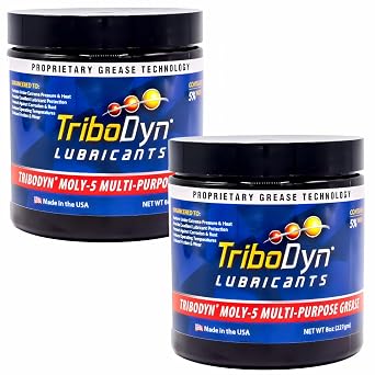 Moly-5 Multi-Purpose Grease - 5% Molybdenum Disulfide NLGI GC-LB, Extreme Pressure, Water Resistant 8 OZ Jar 2 Pack