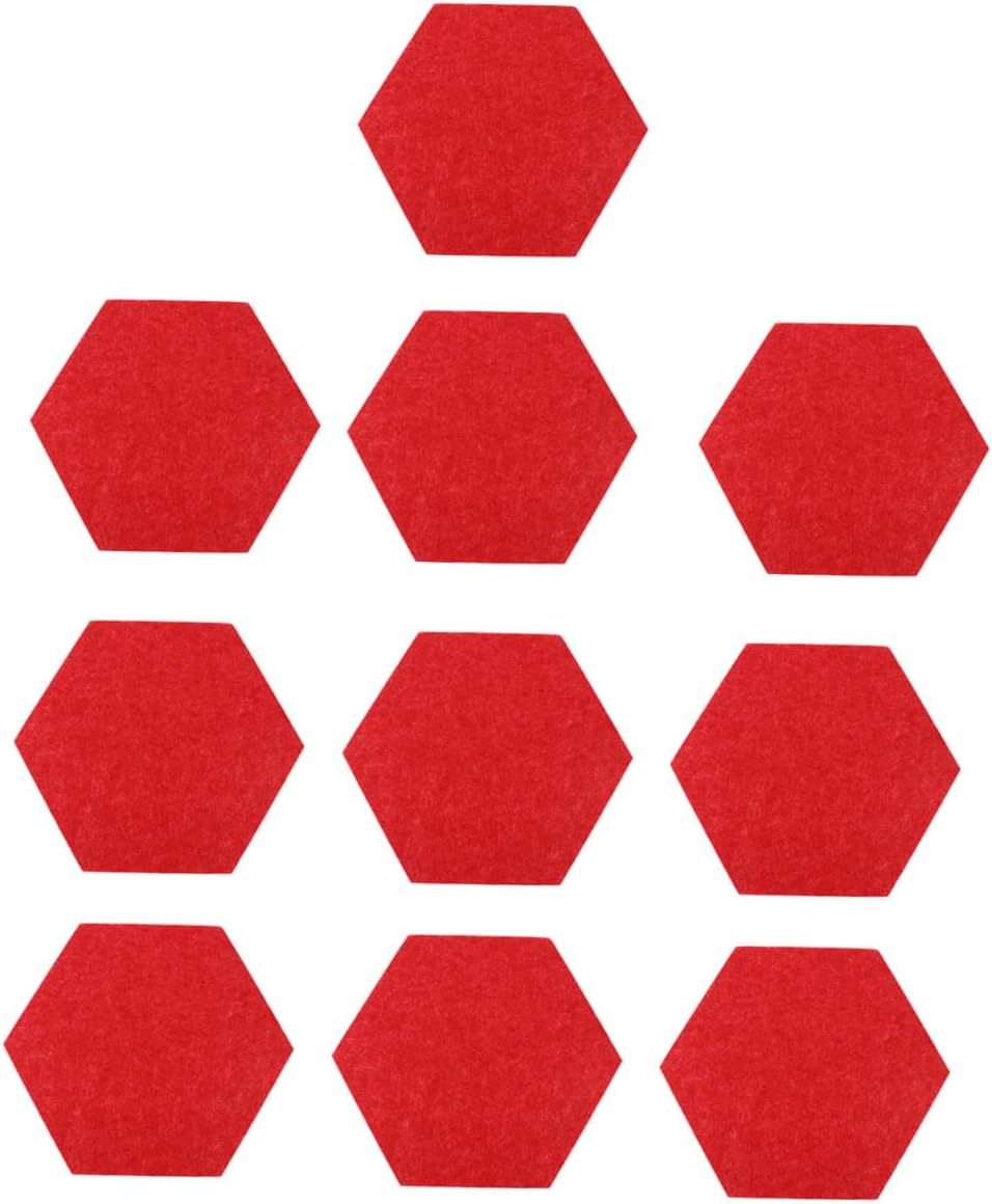 OSALADI 12pcs Hexagon Felt Message Board Adhesive Wall Decor for Home Dorm and Office Memo Display Tiles for Photos and Notes Easy to Install Red