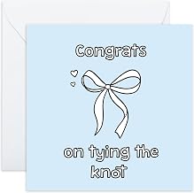 CENTRAL 23 Wedding Congratulations Card - 'Congrats On Tying The Knot' - Cute Bow Illustration - For Bride Groom Husband Wife Couple Newlyweds - Comes With Stickers
