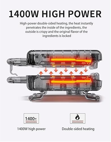 Miniatura 7 de Sandwichera 2 en 1, parrilla de prensa Panini y sandwichera gourmet con placas antiadherentes, calefacción de doble cara, luces indicadoras, mango