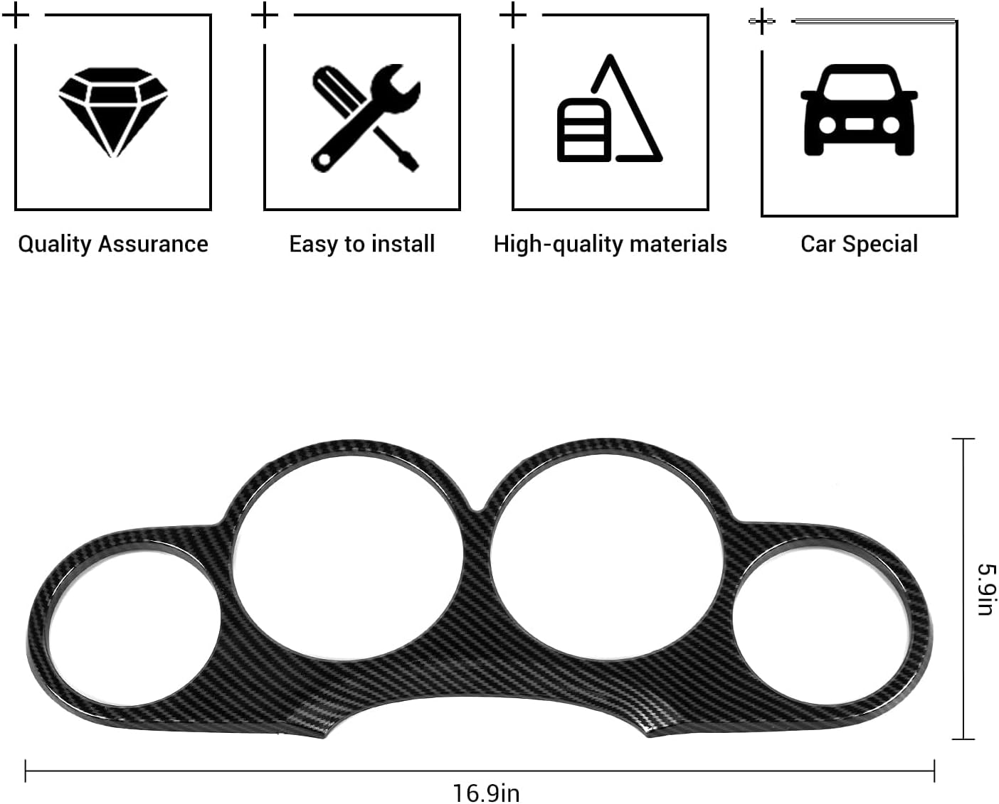 Linskip Carbon Fiber Dashboard Trim Fit for 2010-2014 Dodge Challenger, Dash Instrument Frame Cover for Dodge Challenger Interior Accessories(Black)