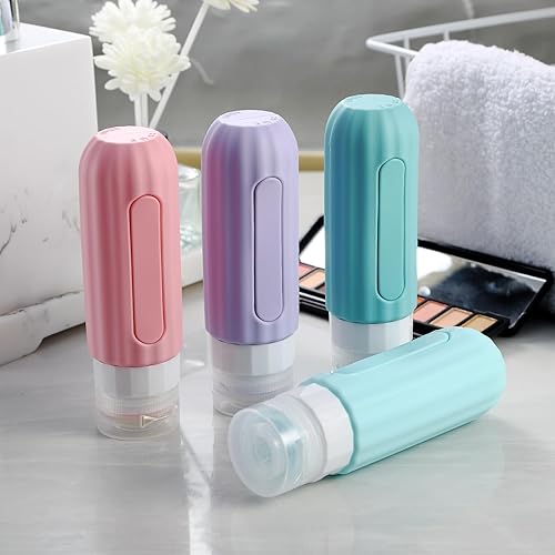 Miniatura 8 de Mrsdry Botellas de viaje para artículos de tocador, recipientes de artículos de tocador aprobados por la TSA, tubos de silicona exprimibles a prueba