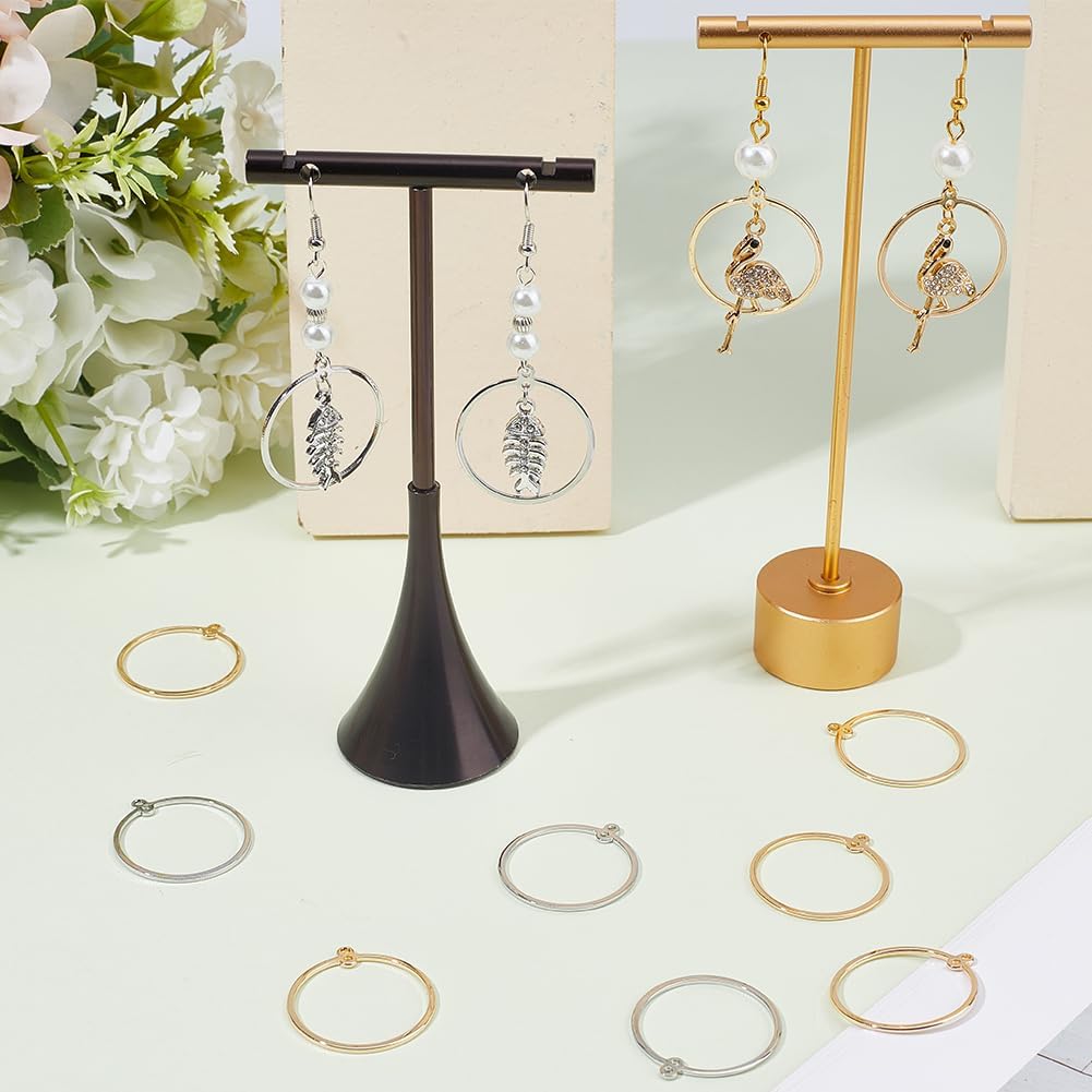 Beebeecraft 20Pcs Links Connectors 18K Gold & Platinum Plated 2 Colors 28mm Round Connector Charms with 1mm 2 Hole for Bracelet Necklace Jewellery Making