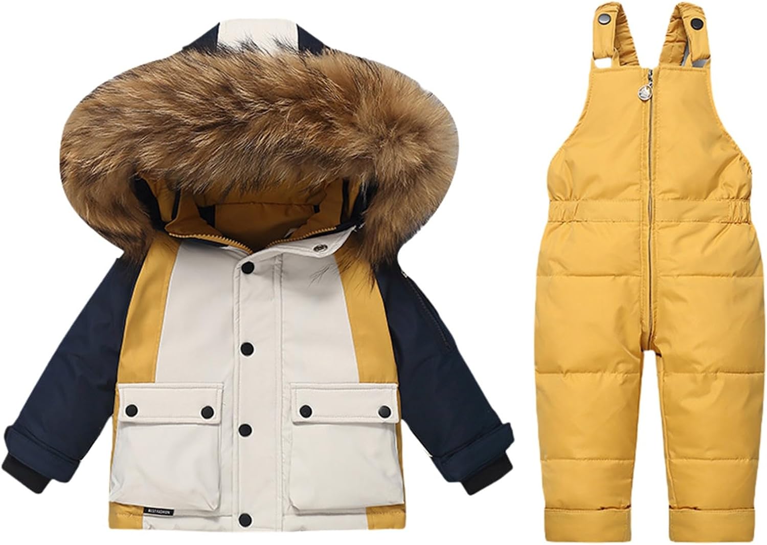 Thick Snowsuit for Kids Boys Girls 𝗪aterproof Hooded Jacket and Ski Pants Overalls 2PC Winter Windproof Sets