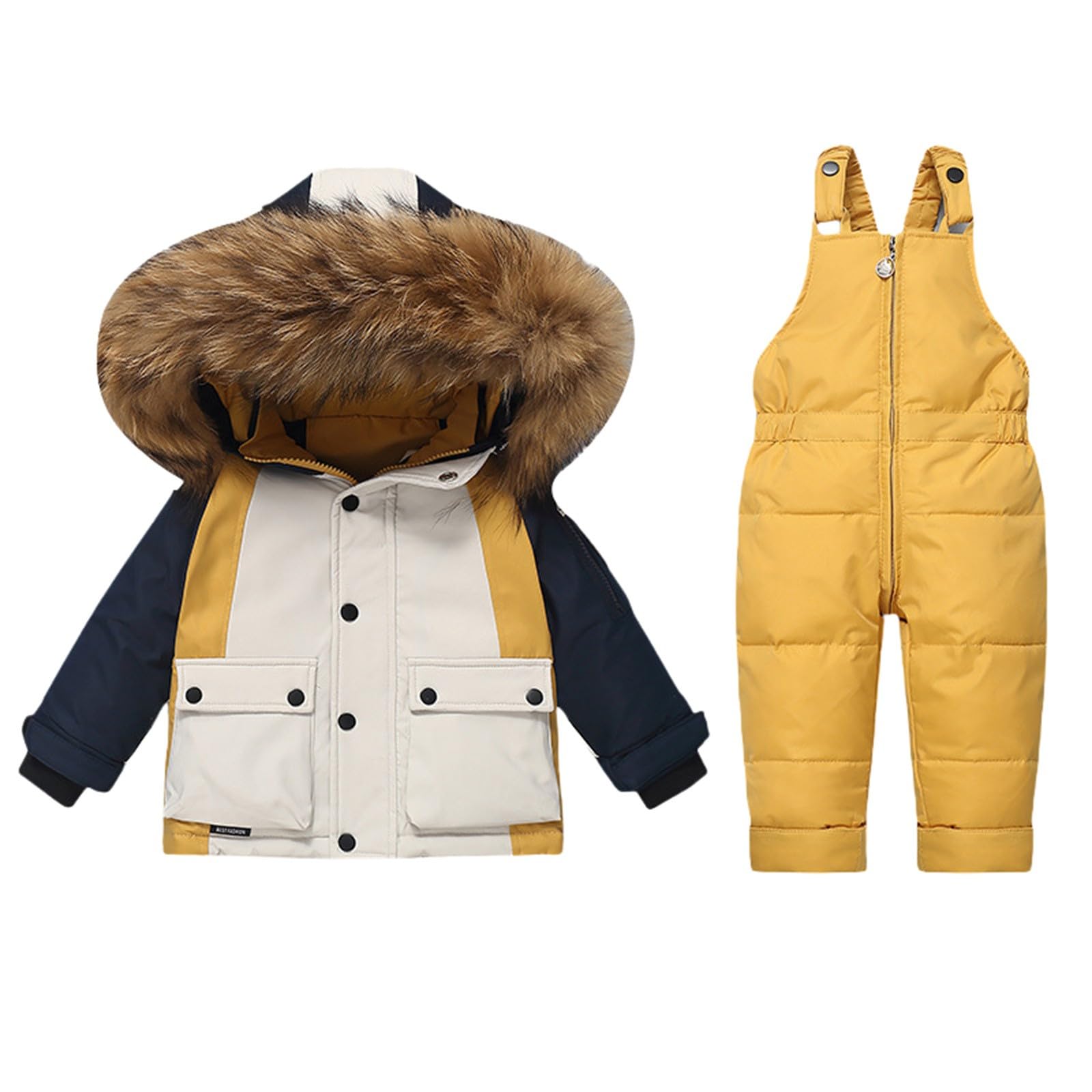 Schneeanzug Kinder Skianzug Baby Mädchen Junge Verdickte Warm Schneeoverall Zweiteilig Daunenjacke Set Puffer Schneehose 2 Teilig Winddicht Thermo Winteroverall