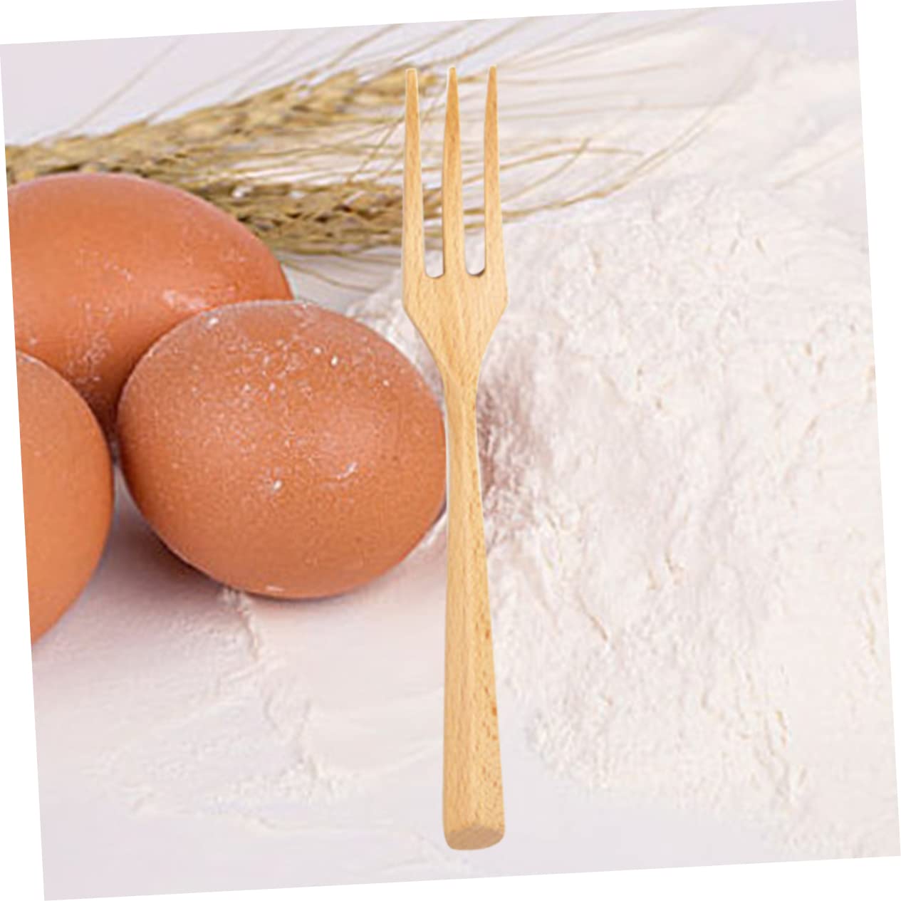 FUNOMOCYA Beech Fork Wooden Dinner Fork Smooth Handle for Serving Food and Eating Fruit Stylish and Easy to Carry