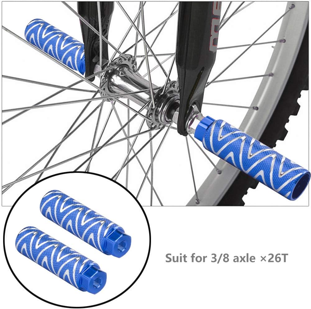 KINSPORY Bike Pegs for 3/8 inch Axles, Aluminum Alloy Anti-Skid BMX Bicycle Pegs for Mountain Bike Backseats Stands Cycling Rear Stunt Pegs