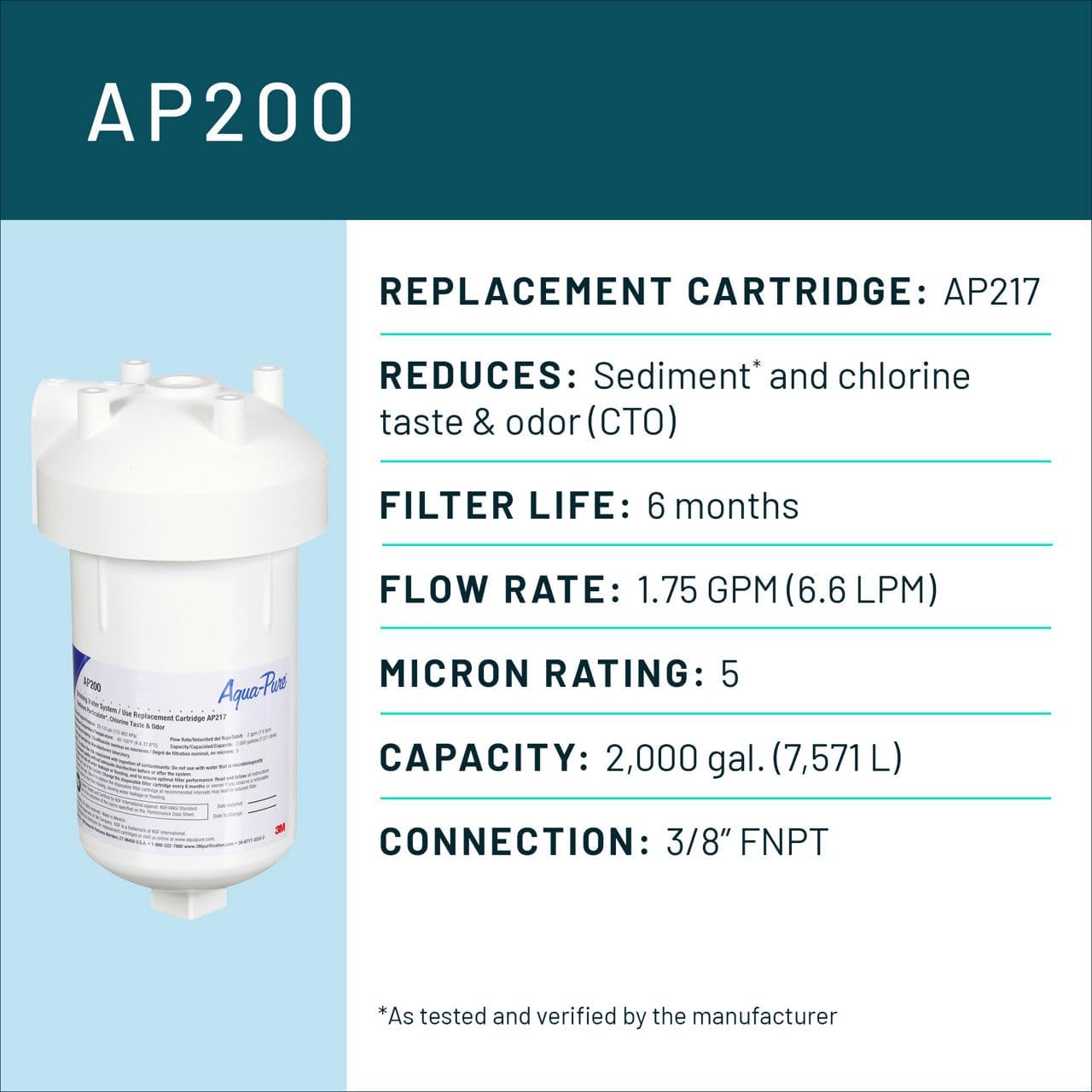 3M Aqua-Pure Under Sink Water Filter System AP200, Full Flow 1.75 Gallons per Minute, Flows Through Cold Water Side of Faucet, Reduces Sediment, Chlorine Taste and Odor image 2