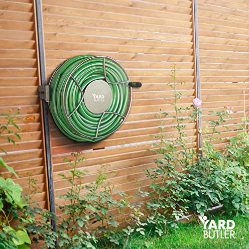 Yard Butler Swivel Hose Reel Wall Mount - 180 Degree Pivot Hose Hanger - Great for Garden Storage - Hose Holder Wall Mount for Garden Hose - Heavy Duty Steel Hose Hanger for Hose Reels - ISRWM-180