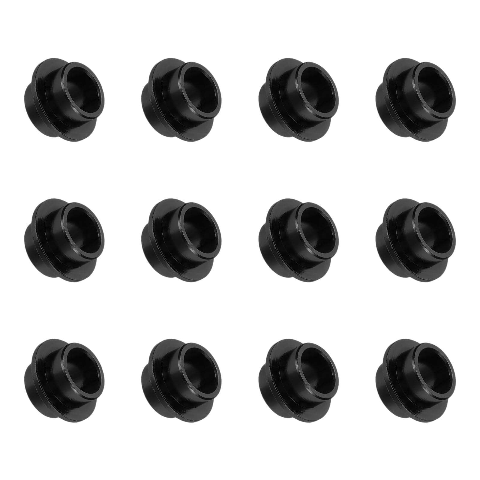YELARXI Inline Skate Bearing Bushing Spacers, Skate Axles Shaft Spacers Roller Bushing Gasket Wheel Center Bearing Fitting for (Skating/Skateboard) 8mm & 12 Pcs & Aluminum & Black
