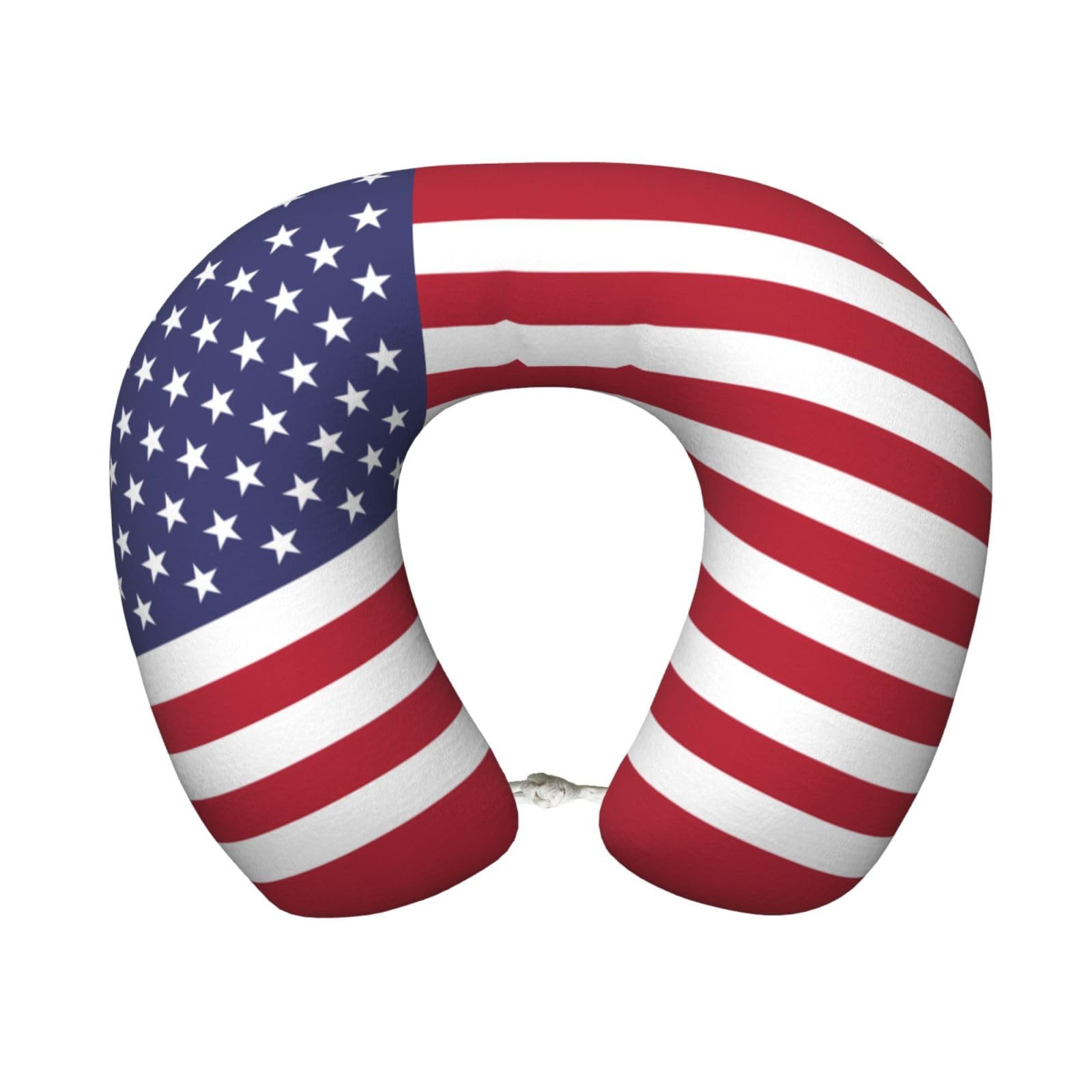 peiyeety Comfortable American Flag Print Memory Foam Travel Pillow - U-Shaped Neck Support for Trips, Office Naps, and More