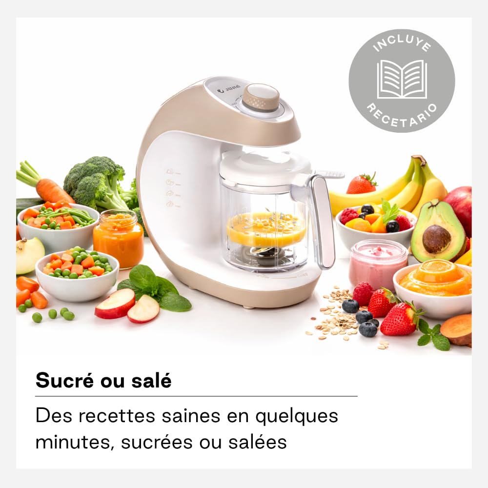 Jané Chefkiss, Robot Cuiseur Bébé, 7 en 1 Multifonction, Cuisson Vapeur, Stérilise, Réchauffe, Décongèle, Mixeur, Nettoyage Automatique