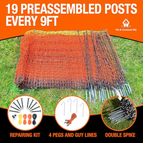 Pet & Livestock HQ Electric Fence Poultry Netting 41" x 164' - Portable Pre-Assembled Electric Net Fencing for Goats, Sheep, Lambs in Farms, Ranches, and Gardens (19 Posts, 2 Spikes) by Pet & Livestock HQ - Image 3