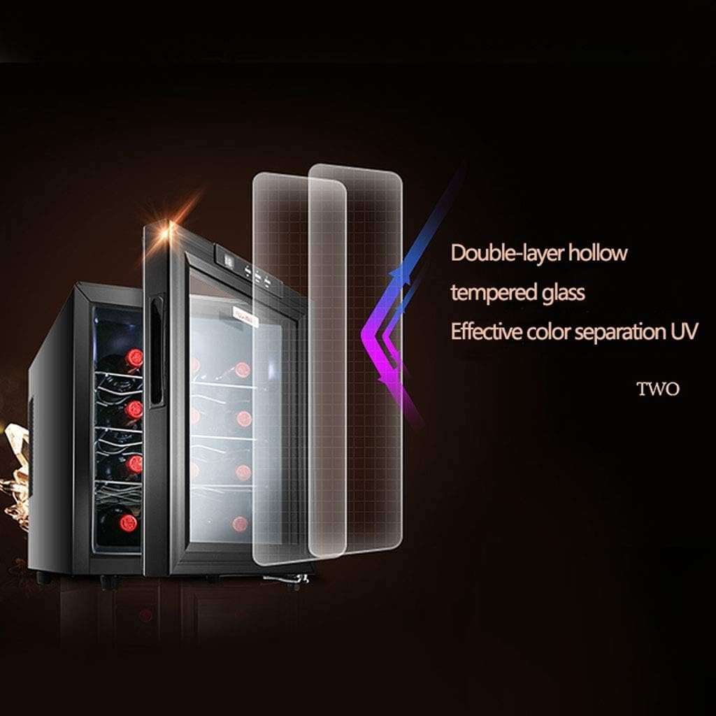 12 Bottle Thermoelectric Red and White Wine Cooler, Mini Thermoelectric Wine Cellar Refrigerator, 10-18 ° C/Double Glass Door/Constant Temperature/Constant Humi
