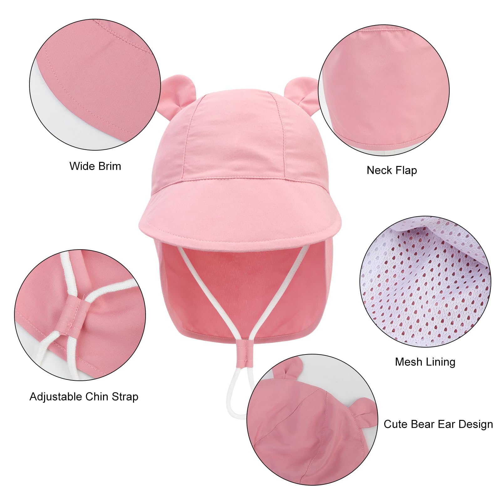 Baby Sun Hat Toddler Bucket Hat Wide Brim Summer Beach Cap with Neck Protection UPF50 for Kids Child Boys Girls 1-4 Years — view 3