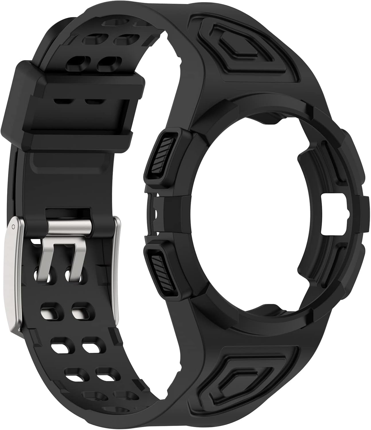 Disscool Replacement Wrist Bands Compatible with Samsung Galaxy Watch 4 40mm Integrated Strap for Man Woman Adjustable Soft Silicone Quick Release Watch Band(Black) image 2