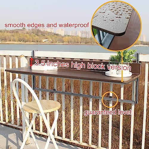 EliteBloom Adjustable Folding Balcony Railing Table - Outdoor Hanging Patio Bar for Decks & Gardens - Space-Saving Aluminium Design for Balusters & Railings,100x37cm(39x15in) - Thumbnail 7
