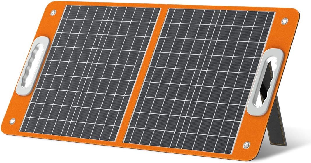 Flashfish 60w 18v Foldable Solar Panel, High-Efficiency Charger with DC Output & QC3.0 USB for Portsfor Portable Power Station, Solar Generator, Camping & Outdoor
