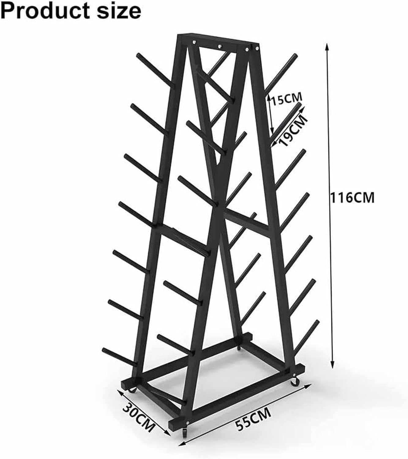 Floor Standing ski Rack, Metal ski Storage Rack, Skateboard Display Rack Garage ski Storage Rack, Suitable for Snowboards (Black 55X30X106CM)