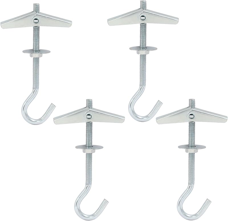 Hordion 4 Packs Plasterboard Ceiling Hooks, Spring Toggle Wing Bolts Hanger | Heavy Duty Ceiling Anchor Swag Hook for Hanging Plants