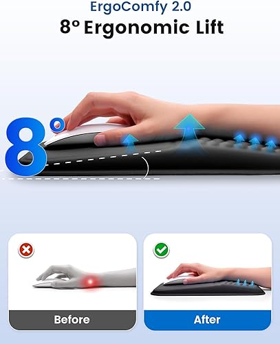 Miniatura 2 de Vaydeer - Alfombrilla de ratón ergonómica con reposamuñecas – Alfombrilla de ratón de espuma viscoelástica con soporte de muñeca y bulto de masaje,