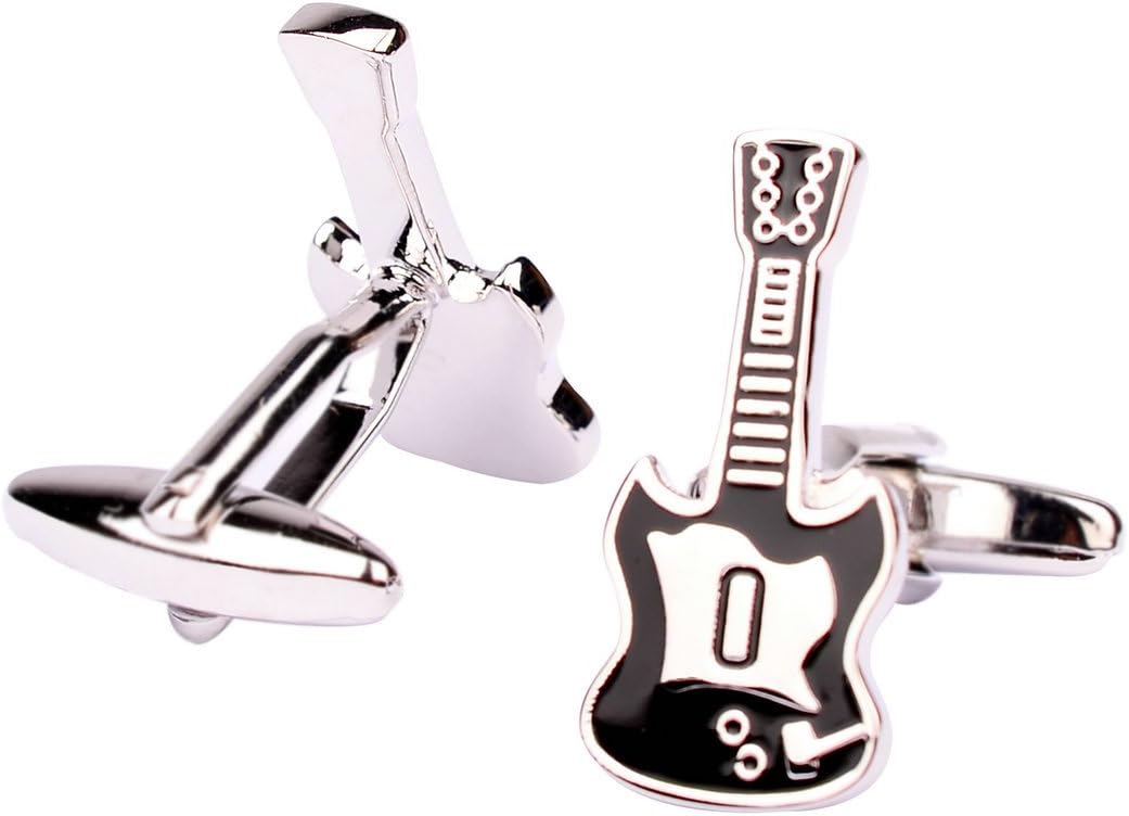 Cufflinks for Men Novelty Cuff Links Mens Silver Plated Brass Anchor Guita Music Cufflinks image 2