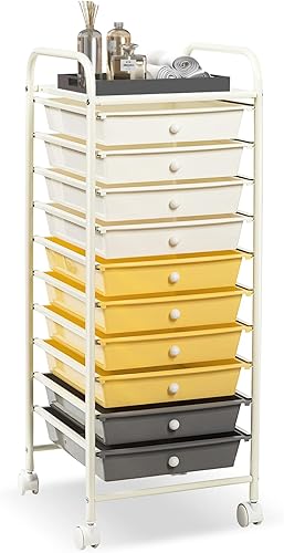 Vista 18 de LDAILY - Carrito de almacenamiento con ruedas de 20 cajones, carrito de almacenamiento rodante multiusos, organizador de almacenamiento con ruedas