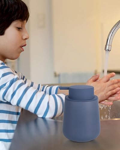 Miniatura 6 de Bosilunlife Dispensador de jabón para baño, dispensador de jabón de cerámica azul, loción, bomba de mano, botella de jabón para cocina, dispensador