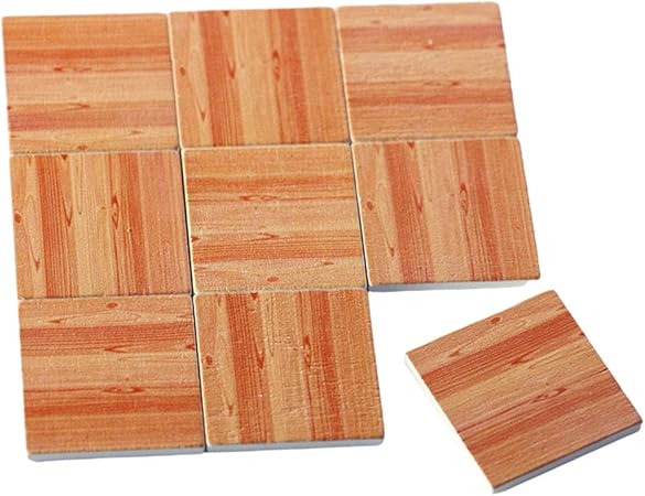 Amazon Co Jp Aeso おもちゃ シミュレーションドールハウスの床のステッカー Diy 1 12 1 6スケール人形の家の壁紙9ピースの木のミニチュアフロアーリング 右の木目 おもちゃ