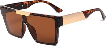 Oversized Sunglasses Men and Women Flat Top Square Frame UV400 Protection Trendy Visor Shades