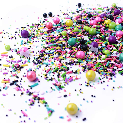 Dark Unicorn| Pink Purple Lime Black Yellow Neon Unicorn Halloween Colorful Candy Sprinkles Mix Baking Edible Cake Decorations Cupcake Toppers Cookie Decorating Ice Cream Toppings, 4 OZ