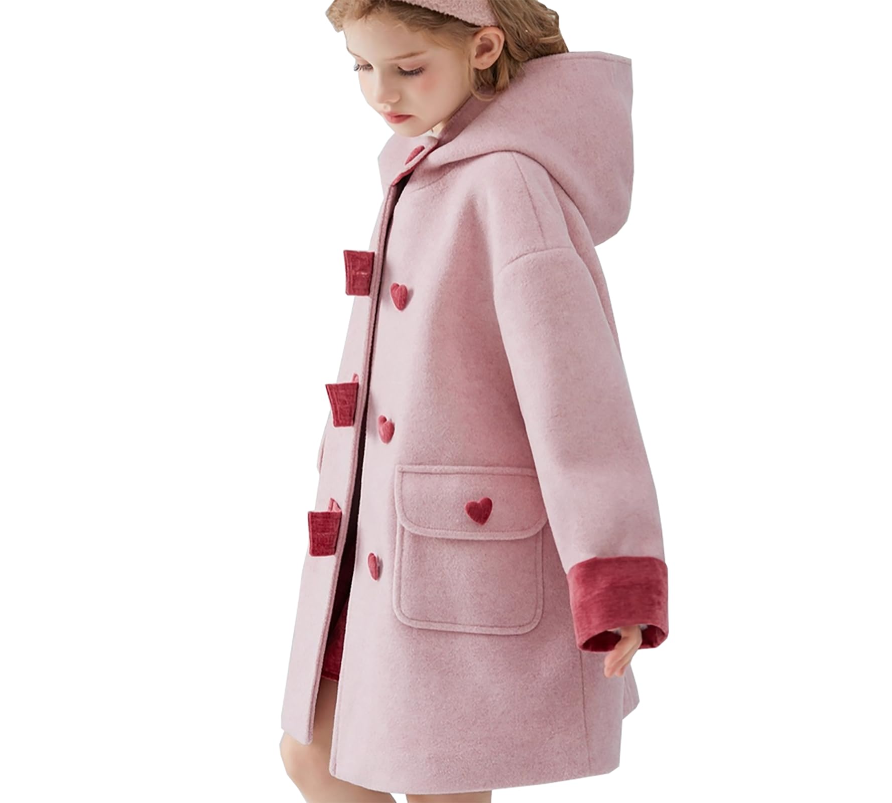 Cappotto per ragazza autunno inverno ispessimento trench-coat clip cotone cappotto con cappuccio