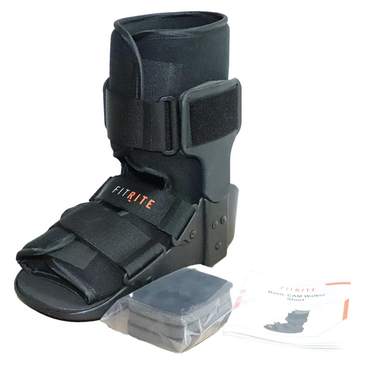 Fitrite Basic CAM Short Walker Boot, Black | Closed Toe Low Top Ankle Fracture Boot (Medium)