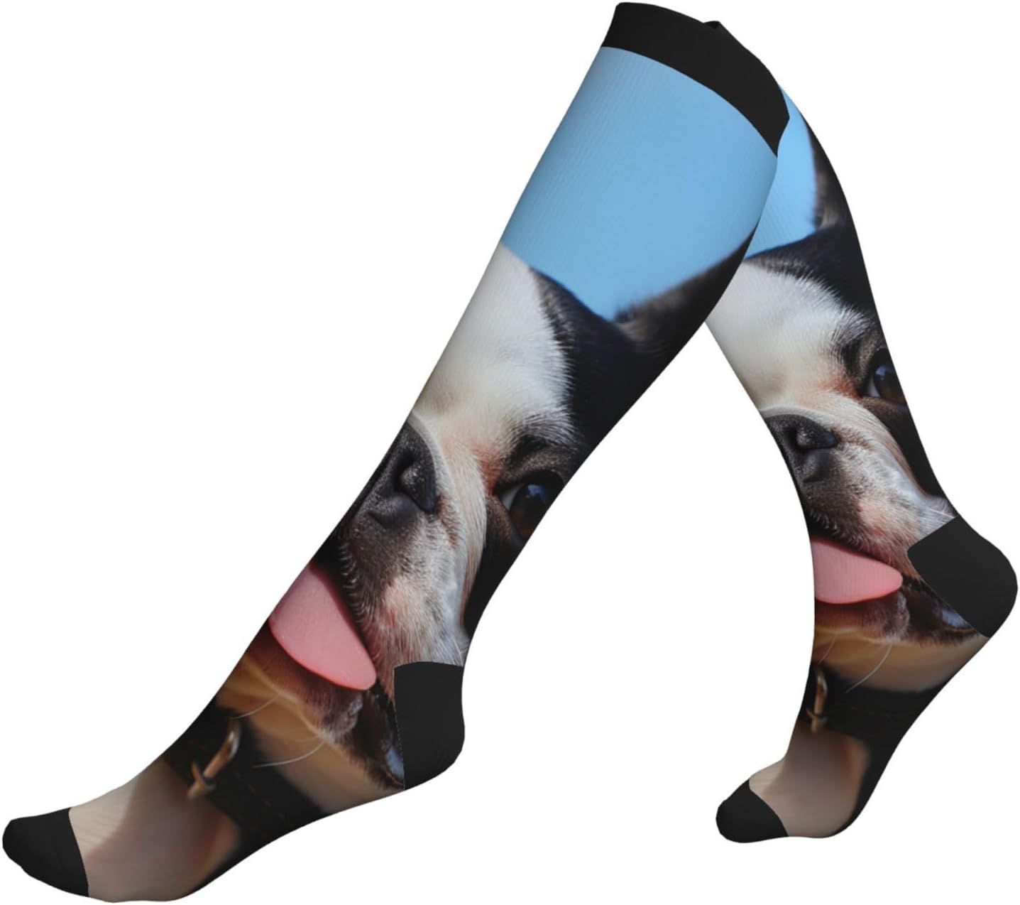 Lovely Boston Terrier Compression Socks For Women Men 15-20mmhg Graduated Support Circulation Knee High Socks For Nurses Athletic