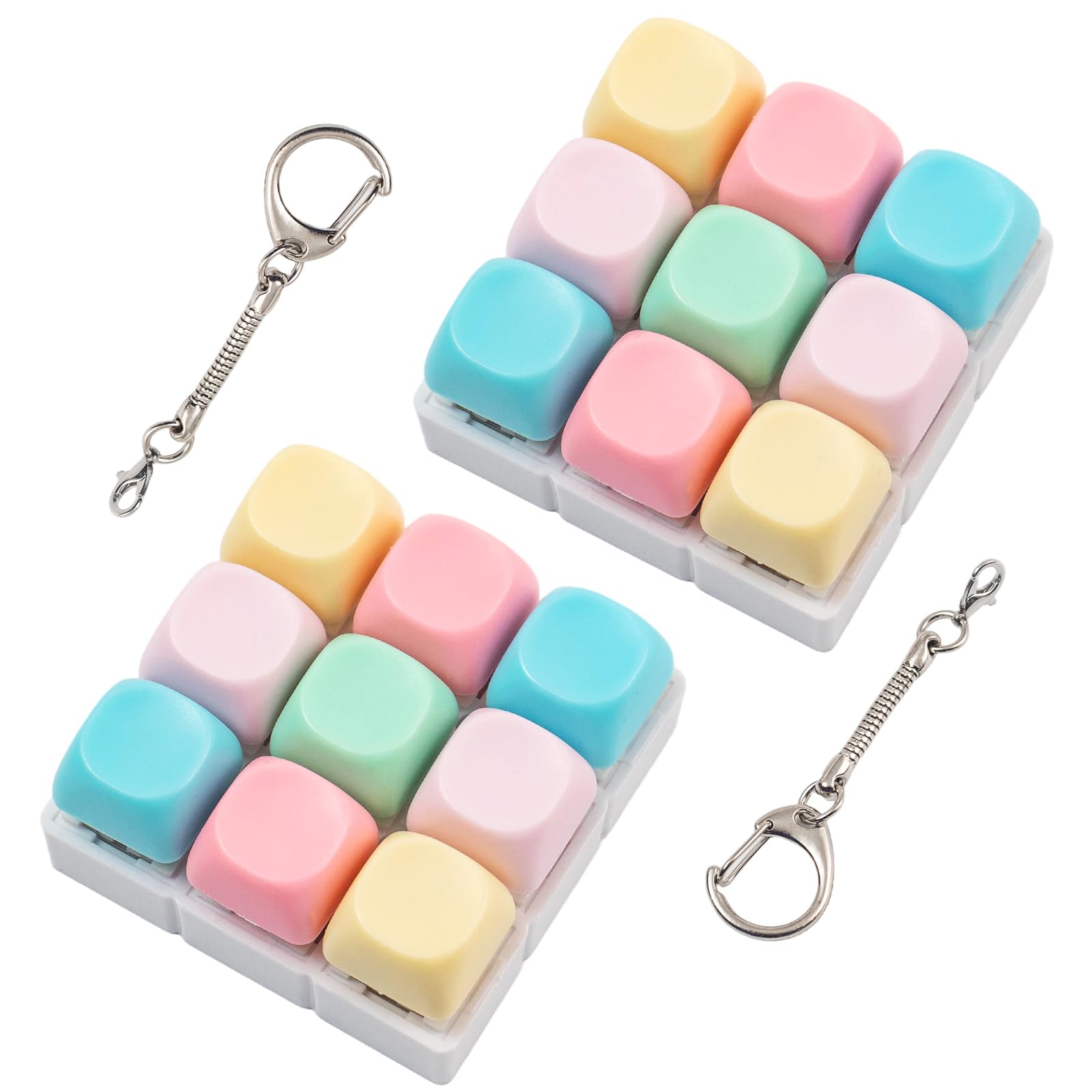2 Pcs Creamy Keyboard Fidget Toy, 9 Keys Cute Clicker Keyboard Fidget for Adults Relieve Stress and Anxiety Decompression Keyboard Fidget Keychain