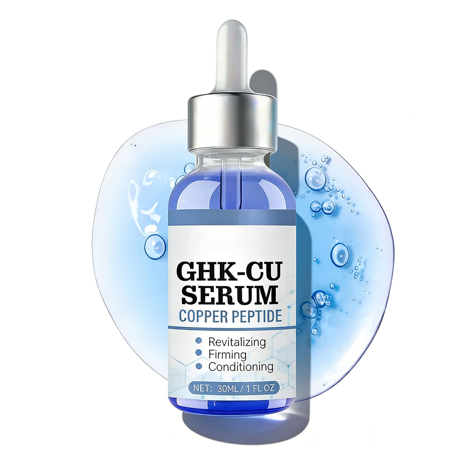 GHK-CU Copper Peptide Face Serum 30ml – Anti-Aging Firming & Hydrating  Hyaluronic Acid Serum for Wrinkles, Skin Smoothness, Firming, Revitalizing  