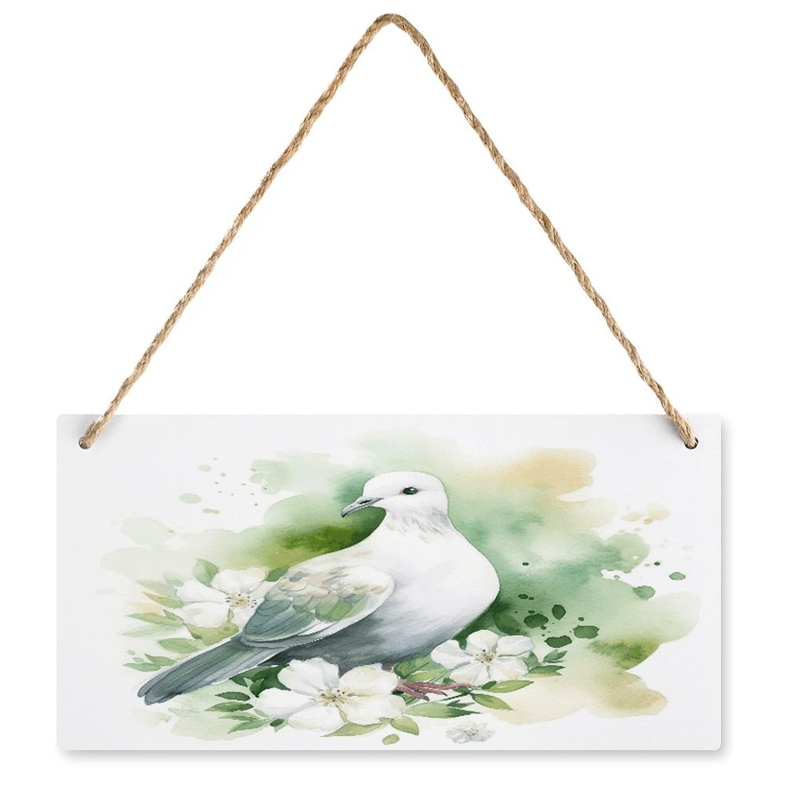 Fodpand Style Dove With A Flower Wall Art Wooden Hanging Sign Decor, Artwork For Wall Decoration, Funny Plaque For Bedroom Kitchen Living Room Home Decoration 9.8 X 4.9 Inch