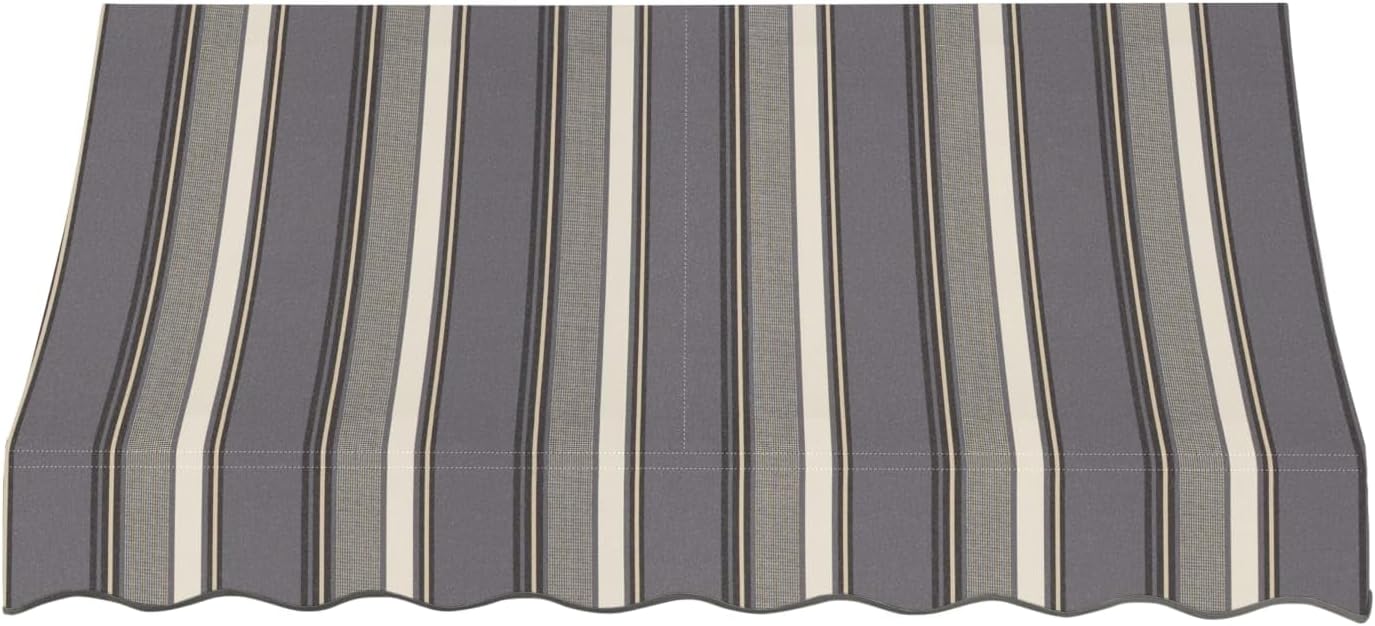 Awntech 6' Nantucket (76.5"-31"-24") Curved Slope Fixed Awning, Gray/Black/Tan Multi