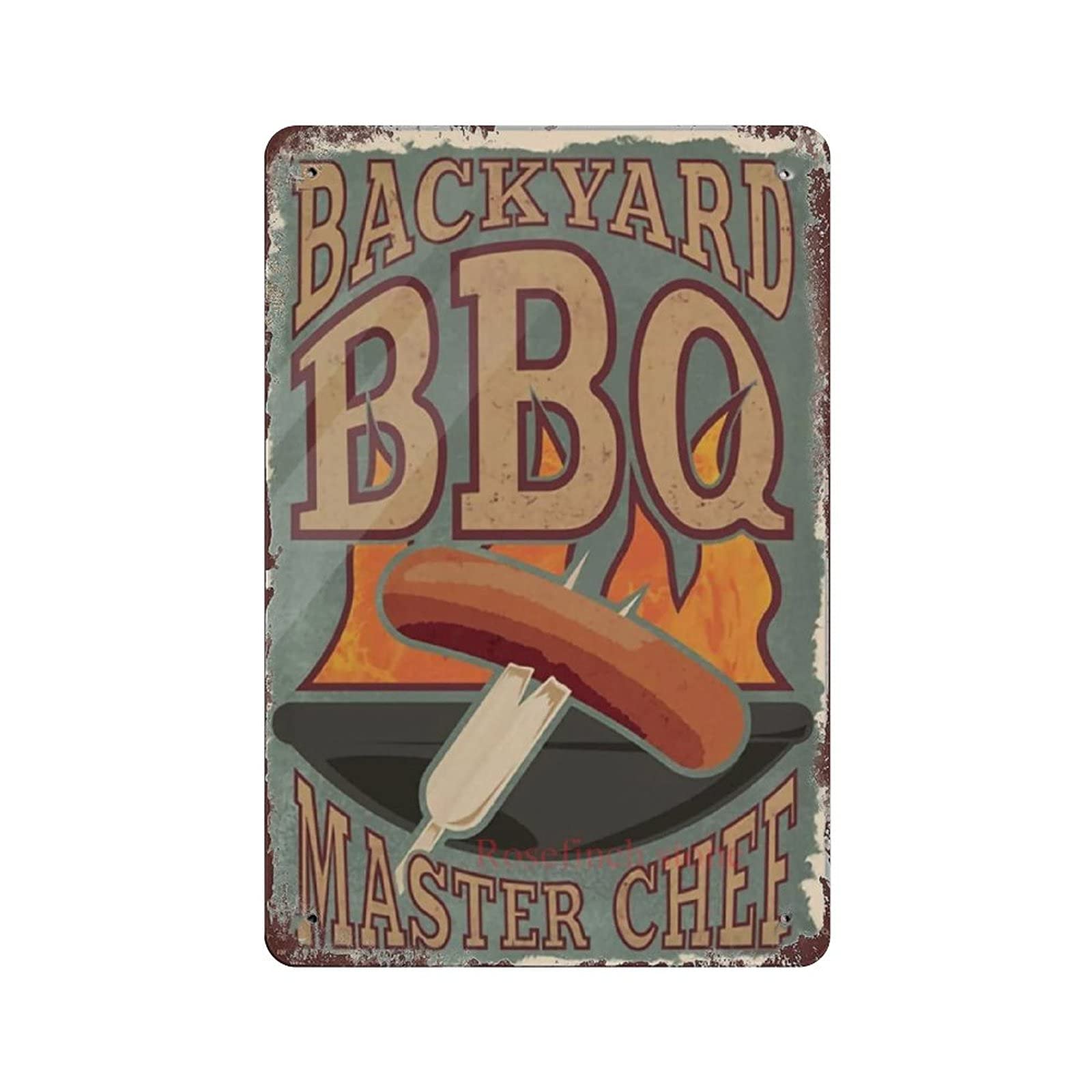 Metal Tin Sign Delicious Backyard BBQ Vintage Tin Poster Metal Sign Wall Decoration Country Kitchen Home Garage Decor 12"x8"