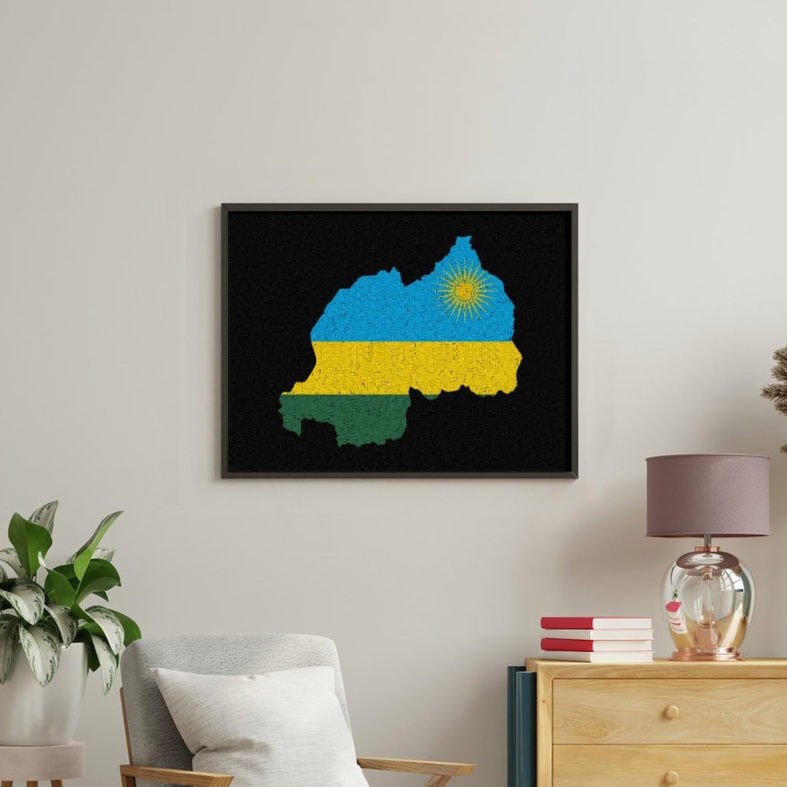 Lustiges Malen nach Zahlen-Set für Erwachsene, Motiv: Flagge, Karte von Ruanda, Baumwolle, digitales Ölgemälde, Heimdekoration, Geschenk, 50 x 65 cm