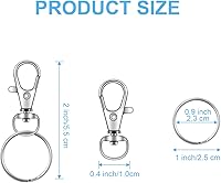 Vista 2 de 70 piezas de ganchos giratorios con llaveros, cierre de pinza de langosta de metal, llaveros para manualidades 3,17 cm / 1,25 pulgadas