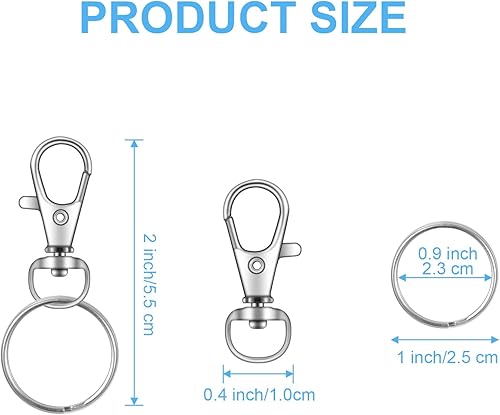 Miniatura 9 de 104 ganchos giratorios con llaveros, cierre de pinza de langosta de metal, llaveros para manualidades (dorado, 1.2 pulgadas (1.260 in)