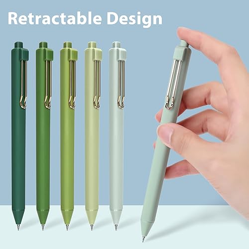 Miniatura 7 de 6 bolígrafos retráctiles de tinta negra de gel, punta fina de 0.020 in, bolígrafo de gel estético con borrador, escritura suave, secado rápido,