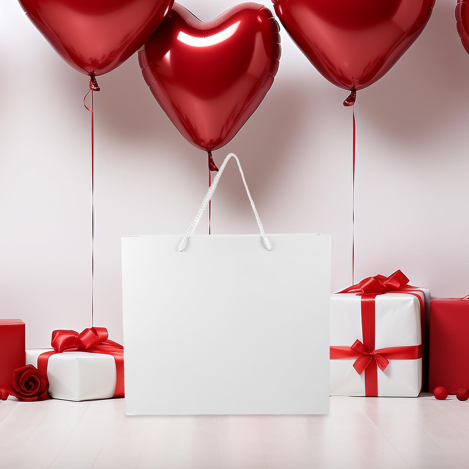 Holibanna Geschenktüten 10 Stück aus Papier mit Henkel Weiße Papiertüten Bedruckbar mit Eigenen Motiven Wiederverwendbare Einkaufstaschen für Party und Dinner
