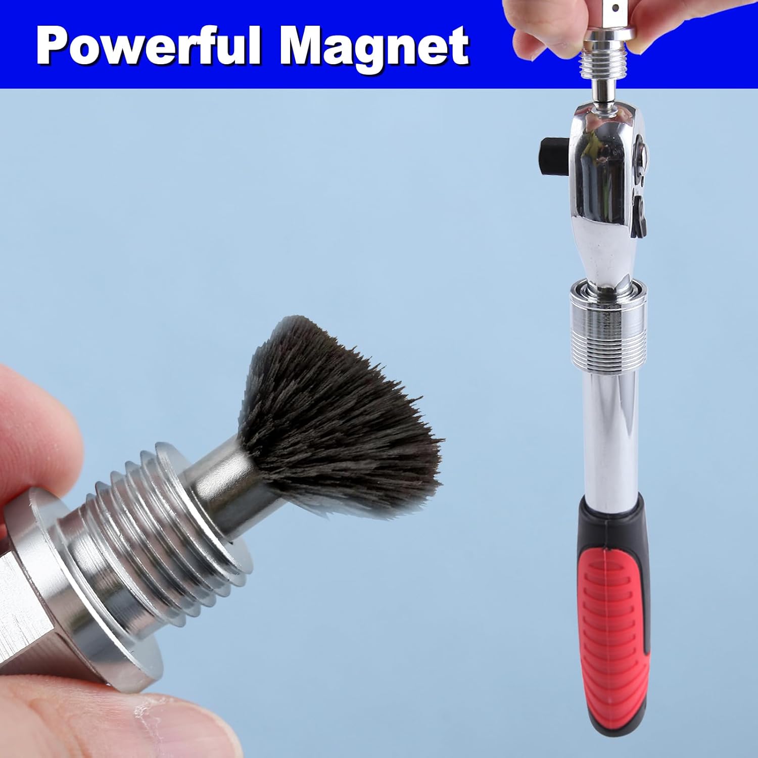 M14 x 1.5 Magnetic Oil Drain Plug Aluminum Sump Drain Nut Bolt with Red Copper Crush Washer Gaskets Replacement for Honda, Audi, Volkswagen, Suzuki, Jeep, Dache, Mitsubishi, Mazda